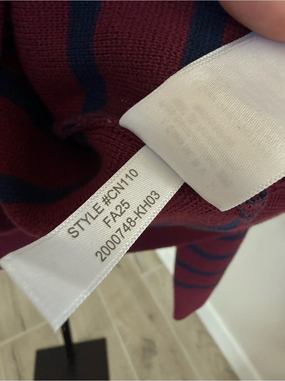 J. Crew New Striped Collared Sweater Jacket Cardigan Burgundy Navy Extra Large - Picture 6 of 7